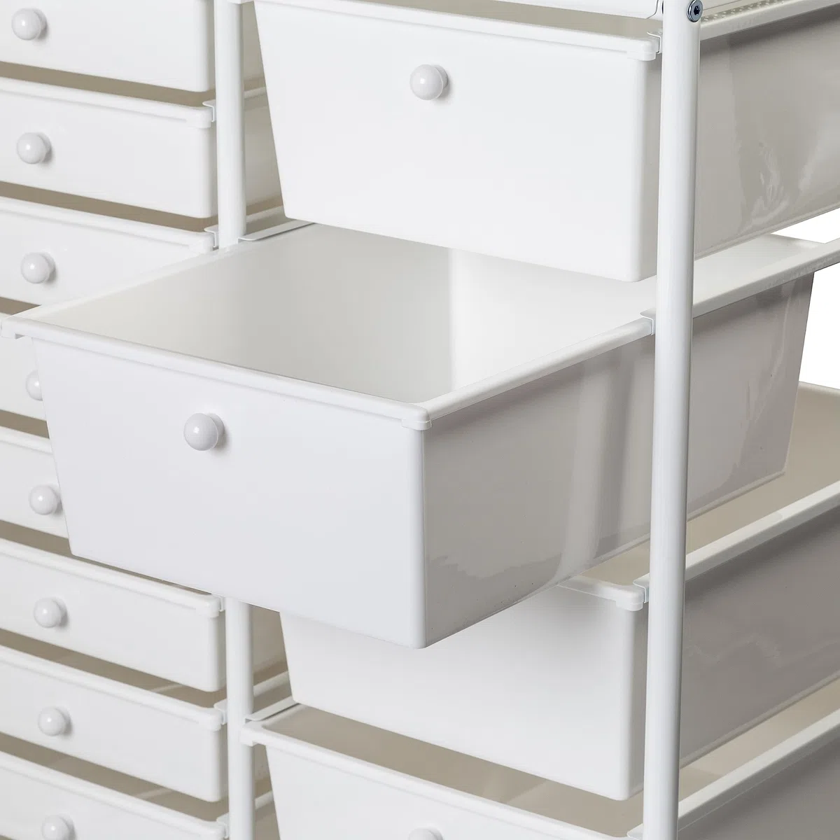 Honey-Can-Do Carrito de almacenamiento de metal con 15 cajones, blanco, acero