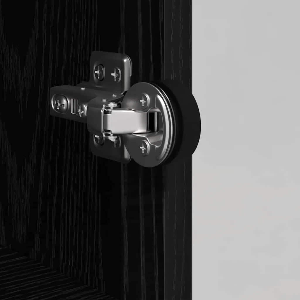 vidaXL Alacena Roble Negro 35 x 37 x 109 cm Madera contrachapada, Comedor, aparador rústico, Mueble versátil, Almacenamiento en Madera, Armario con Puerta de Vidrio