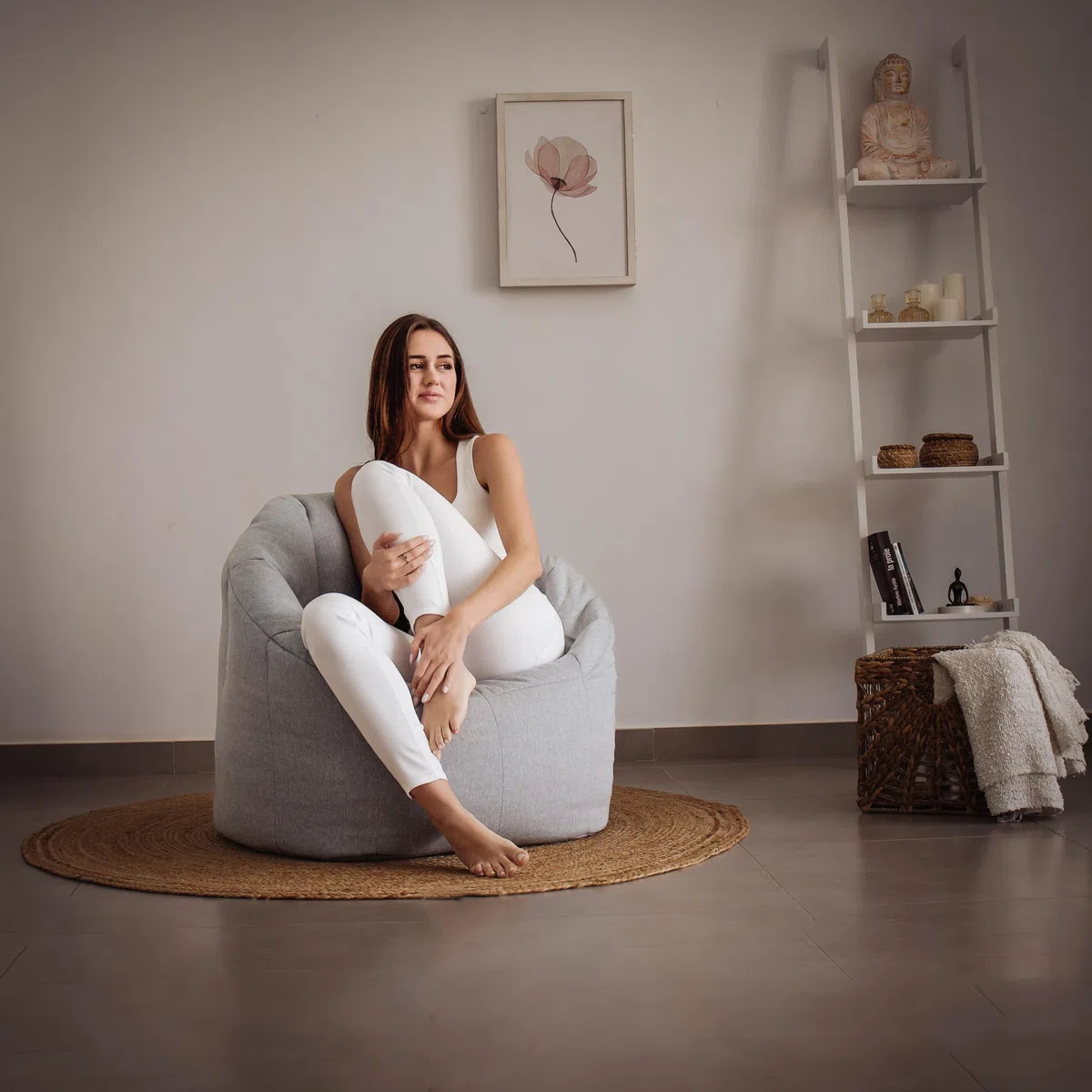 Aiire Sillon Puff Salon de Lujo - [85x85x75] Sofa Puf Moderno en Algodón Premium - Puffs con Relleno Incluido para Adultos o Decoracion Habitacion Juvenil - Bean Bag Chair Infantil XXL Beige
