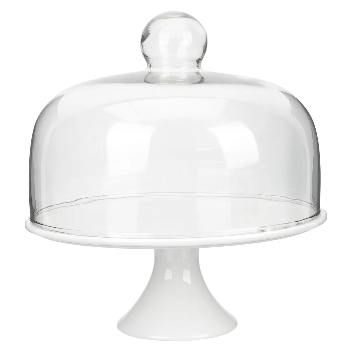 iplusmile Soporte para Tartas con Base Alta de Cerámica y Vidrio con Tapa de Cristal Plato de 10 Pulgadas para Postres Frutas y Aperitivos Expositor para Fiestas y Celebraciones
