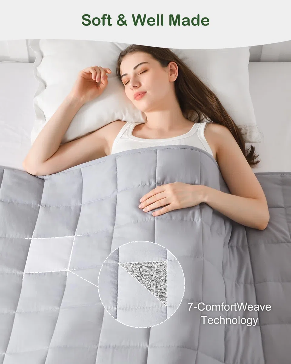 Sivio Manta con peso de 9 kg, manta suave con peso para adultos, manta de microfibra pesada transpirable con cuentas de vidrio para sofá cama para todas las estaciones, 150 x 200 cm, gris