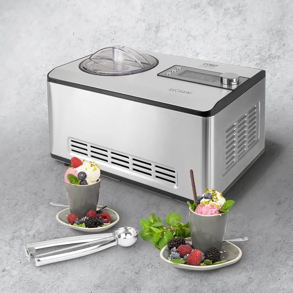 CASO Ice Creamer – 2 en 1 Design Heladera y máquina de yogur con tecnología de compresor, sin necesidad de enfriamiento previo, produce hasta 2 litros de helado, helado o yogur