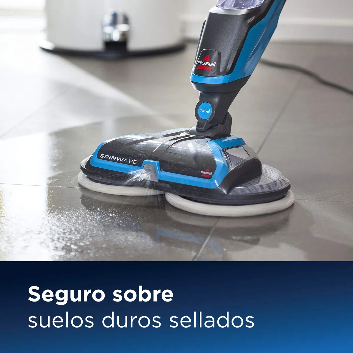 BISSELL SpinWave, Fregona eléctrica giratoria para Suelos Duros, baldosas, parqué, Dosificación de Agua bajo Demanda, Incluye Almohadillas Lavables, 62 dB, 20522