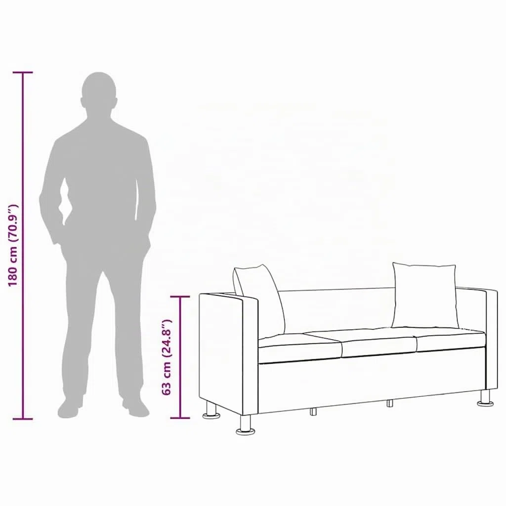 vidaXL Sofá Blanco de Cuero Artificial, 3 plazas Bricolaje Muebles casa Asiento