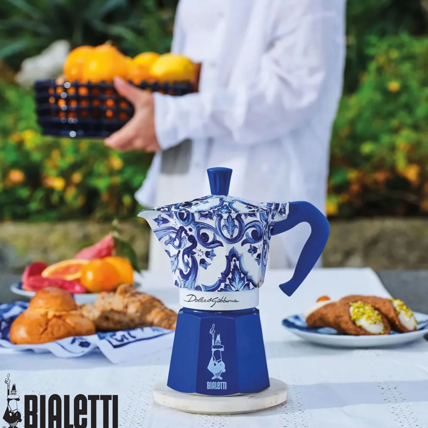 Bialetti Dolce & Gabbana Mocha Express Blue Mediterraneo para 3 tazas, fuego directo (cafetera, cafetera espresso)