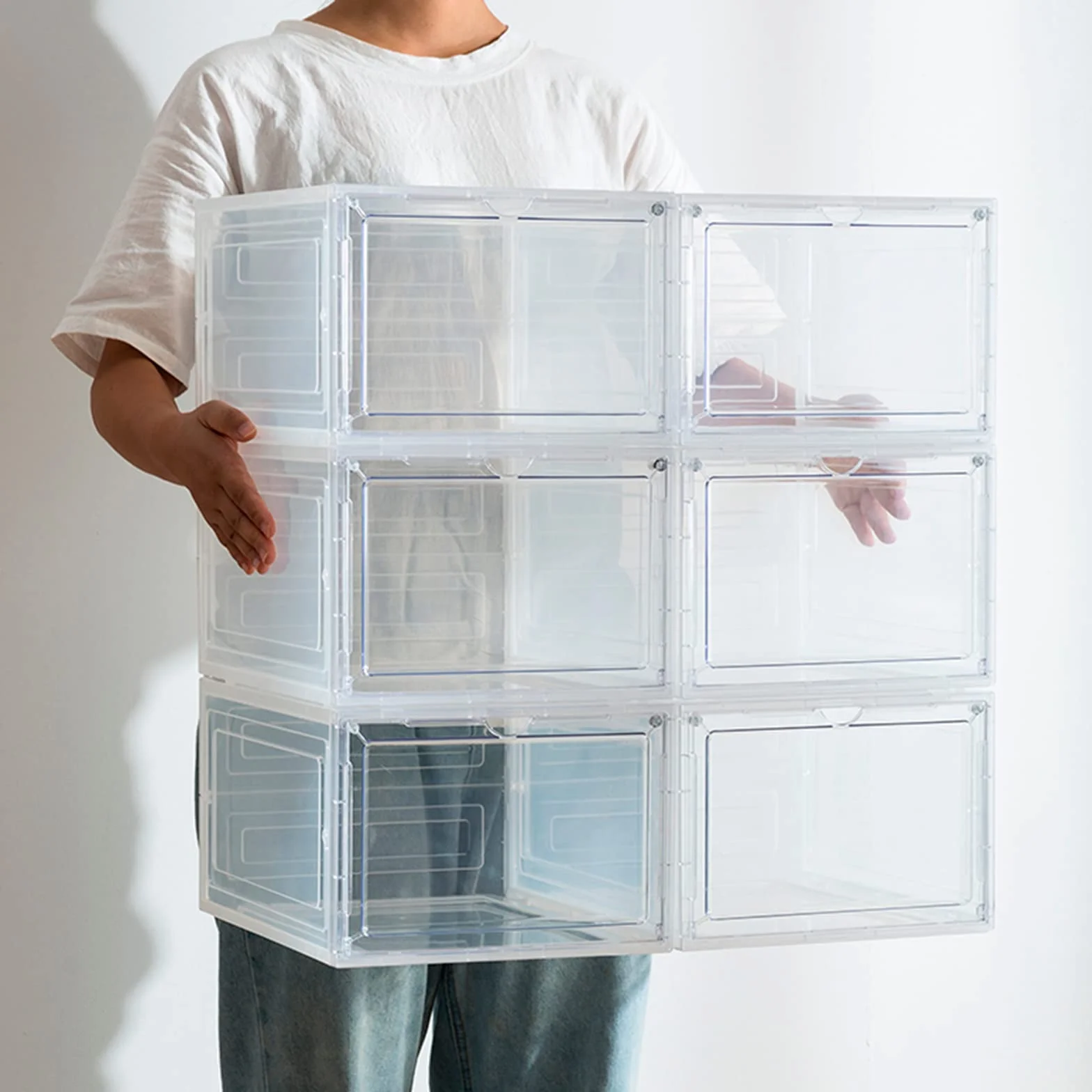Organizador Zapatos Pack 10. Cajones de Almacenaje de Calzado, Expositor para Zapatillas y Sneakers (Transparente)
