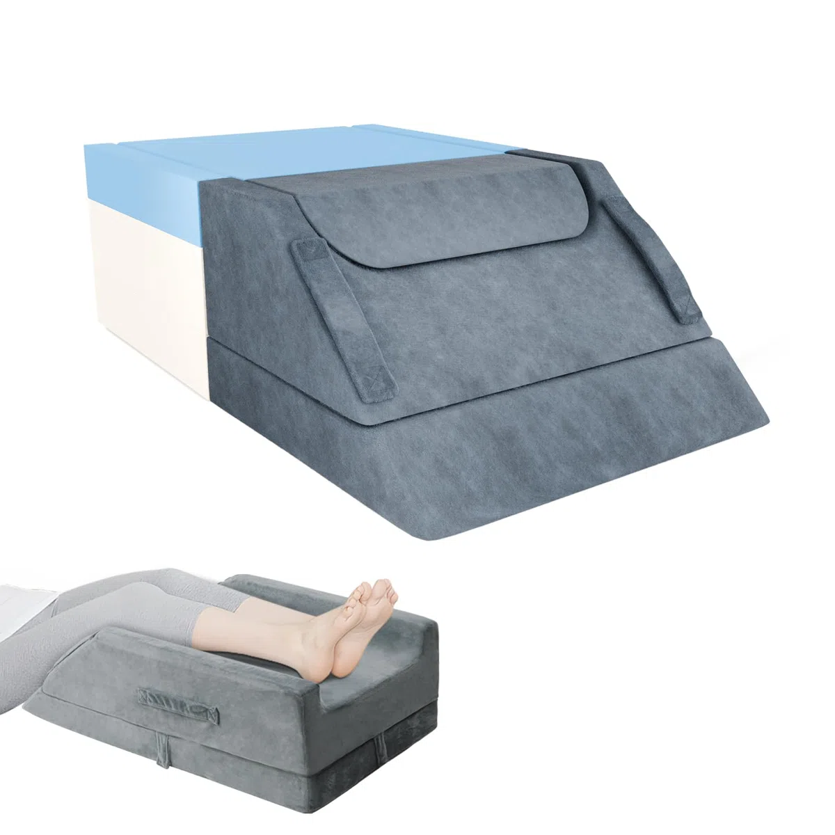 Cojín venoso ajustable en altura para elevar las piernas, cojín ergonómico para elevar las piernas, cojín para rodillas, para drenaje linfático, para descansar, piernas en caso de varices