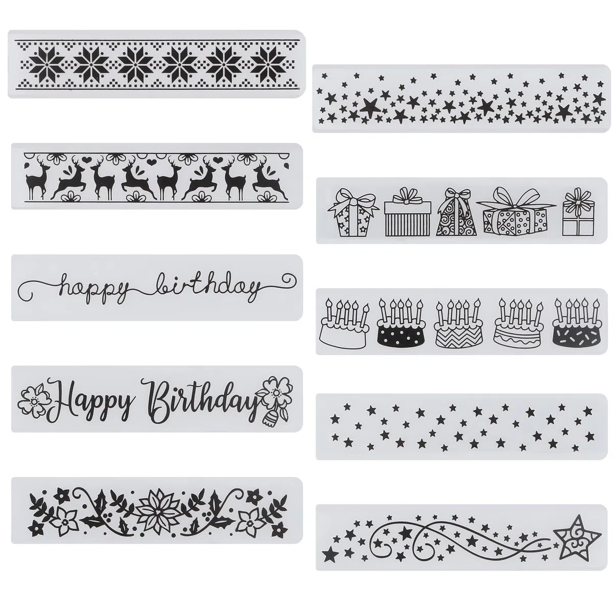 10 Piezas Plantilla de Repujado(15 x 3 cm) Carpetas de Plástico con Relieve Tarjetas, Carpeta de Grabación en Relieve para Scrapbooking Creación de Tarjetas Álbum