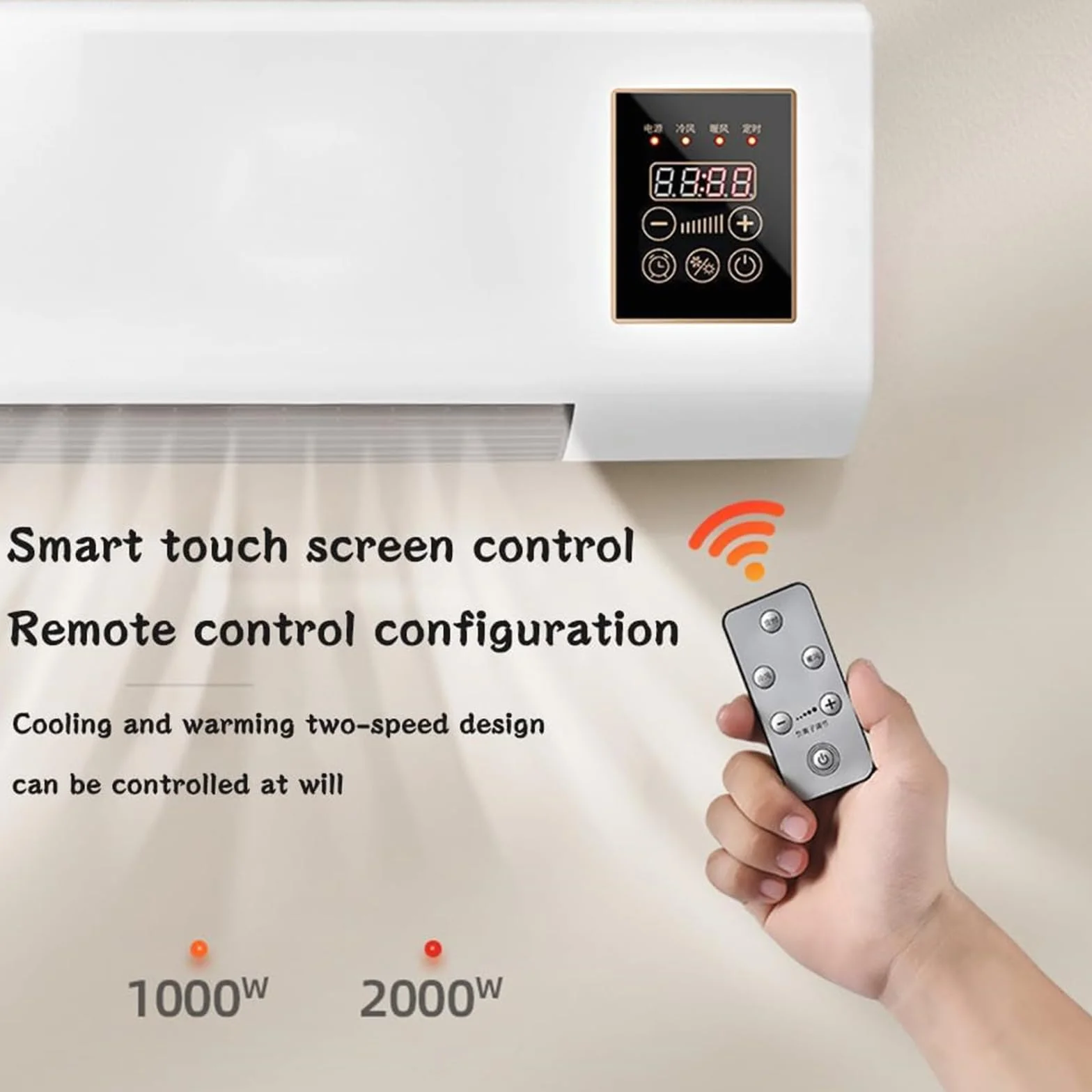 Mini aire acondicionado montado en la pared con control remoto, unidad de refrigeración portátil para dormitorio, sala de estar, oficina, diseño compacto