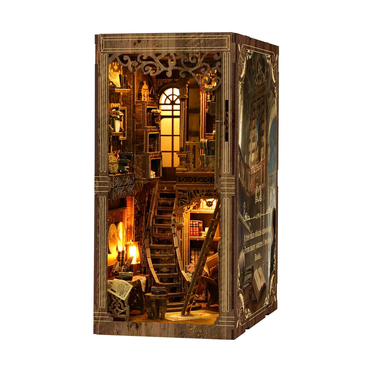 DIY Book Nook Kit-Biblioteca de Libros antiguos-3D Holzbausatz für Bücherregal Deko-Geschenke für Erwachsene und Teenager Weihnachten Geburtstag Geschenke