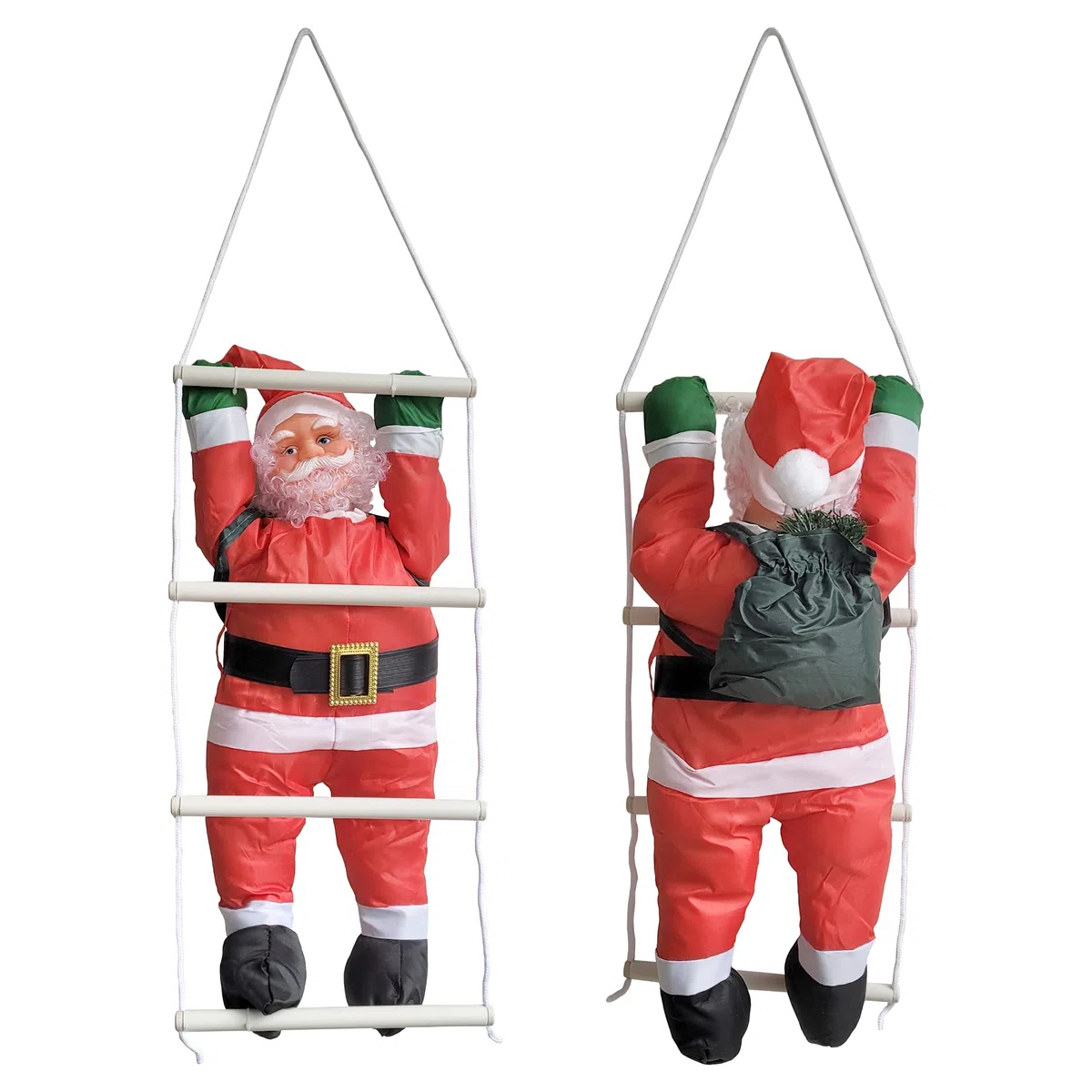 Papá Noel en la Escalera de 90cm a 60cm decoración Interior y Exterior Navidad