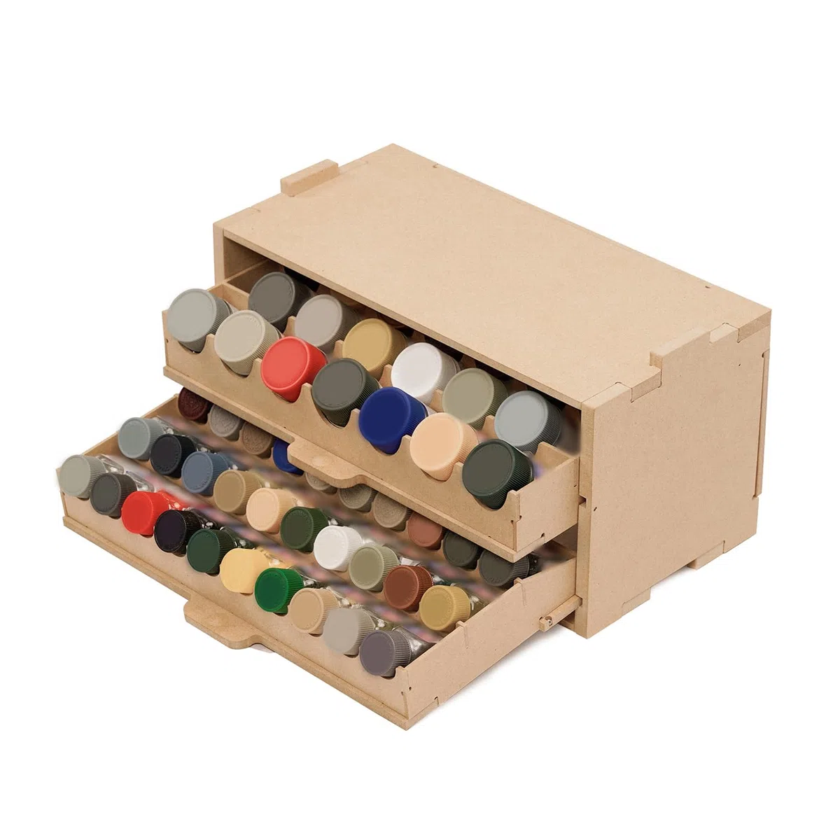 Organizador de pintura de plástico para 50 pinturas, almacenamiento extraíble con material MDF, herramientas de modelo, adecuado para 10 ml Tamiya/Mr.Hobby y juego de pintura en miniatura GK8