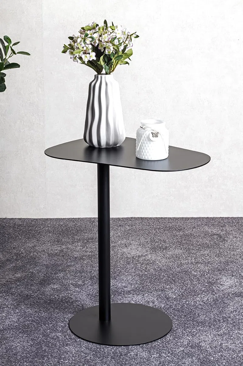 HAKU Mesa Auxiliar de Metal Negro, Mesa de Centro pequeña - Dimensiones: An 53 x Al 60 x Pr 38 cm Estilo: Moderno