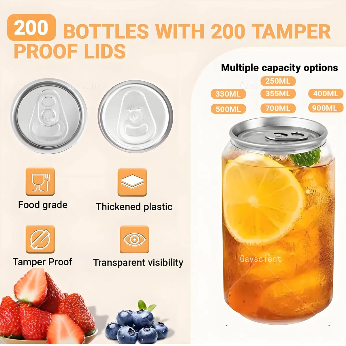 Vasos selladores de latas de plástico desechables con tapas de aluminio para botellas de bebidas, compatibles con máquina de sellado de latas