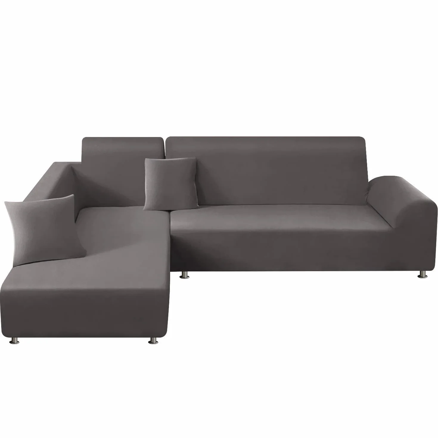 ShowyLive Juego de 2 Funda Chaise Longue Izquierdo/Derecho Ajustables Funda Cubre Sofá Chaise Longue Elásticas para Forma L Extraíbles Lavables (1 Plazas+2 Plazas, Gris)
