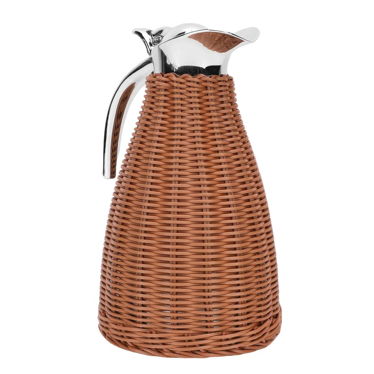 Jarra de café trenzada a mano de ratán y acero inoxidable, 12 horas de calor y 24 horas de almacenamiento en frío para bebidas calientes o frías (marrón)
