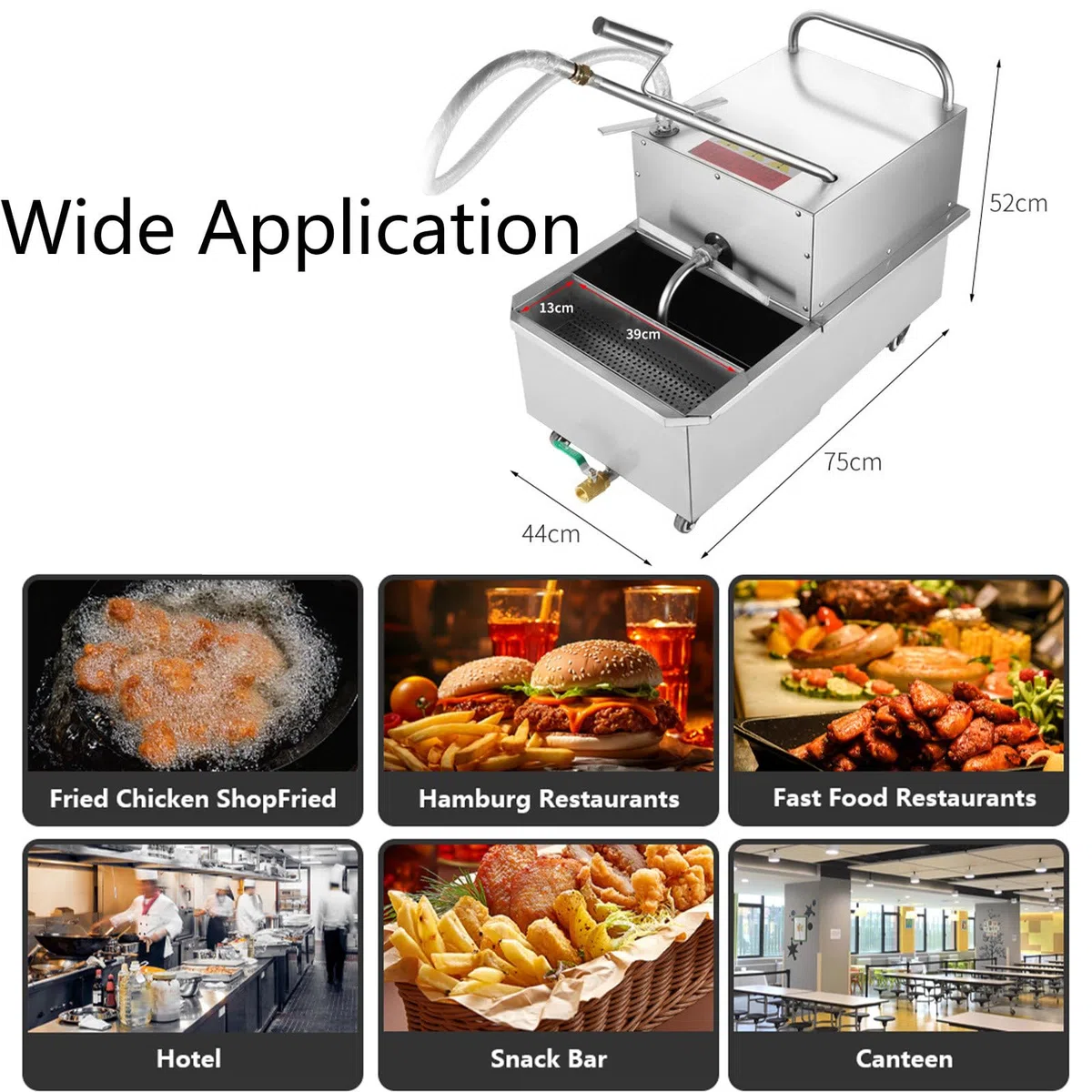 Máquina de Filtrado de Aceite para Freidora Móvil Comercial de 65 L/Camión con Filtro de Aceite, Filtrado de Aceite para Freír con Filtro de 550 W para Restaurantes, Sedimentación por Gravedad