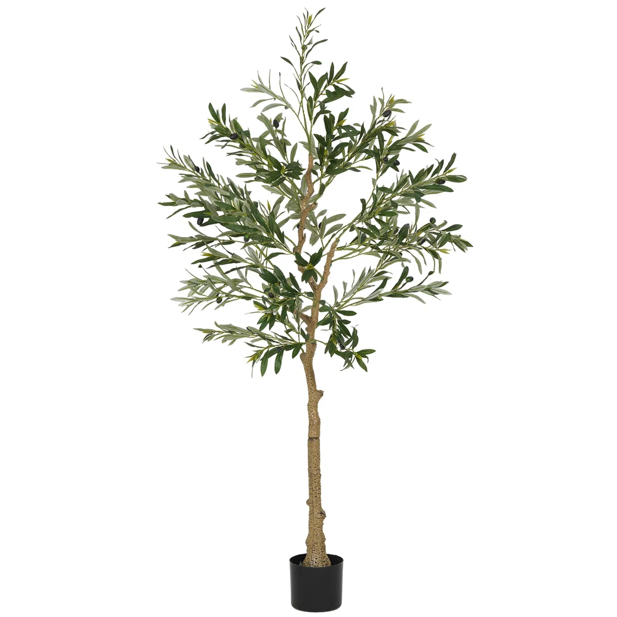 HOMCOM Olivo Artificial 150 cm Planta Artificial Decorativa Grande Árbol Artificial de Interior con 32 Aceitunas Decoración para Hogar Oficina Balcón Dormitorio Verde