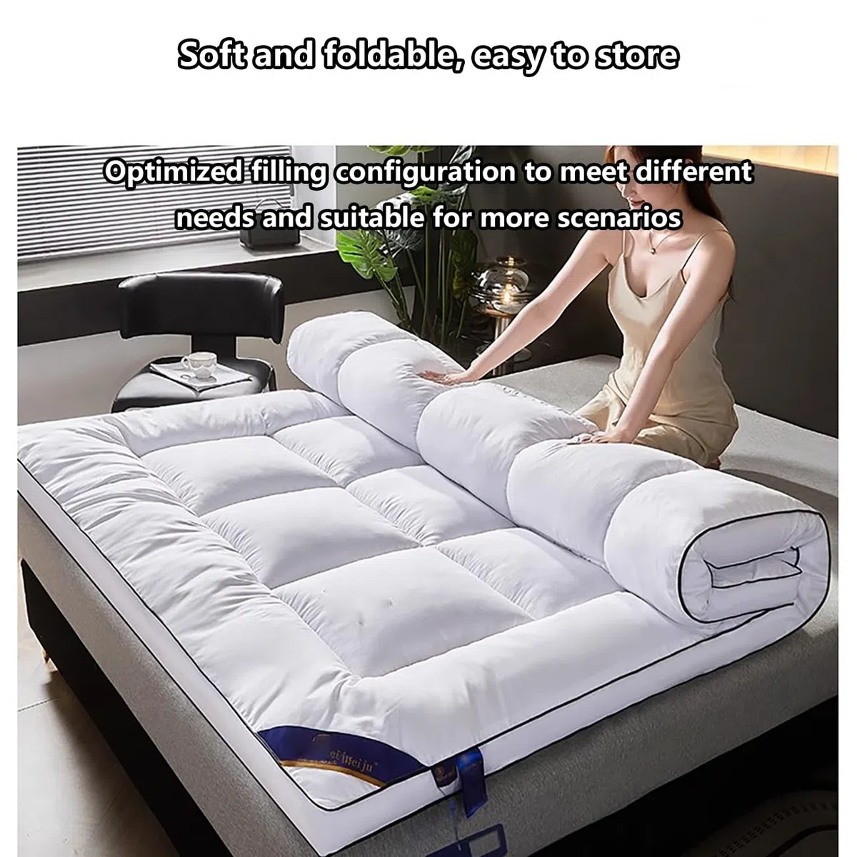 Colchón de futón de Suelo japonés, futon japones plegable,colchón portátil Plegable Suave, Individual y Doble,Colchón De Suelo Plegable Y Enrollado, para habitación de Invitados.(Gray,90x200x10CM)