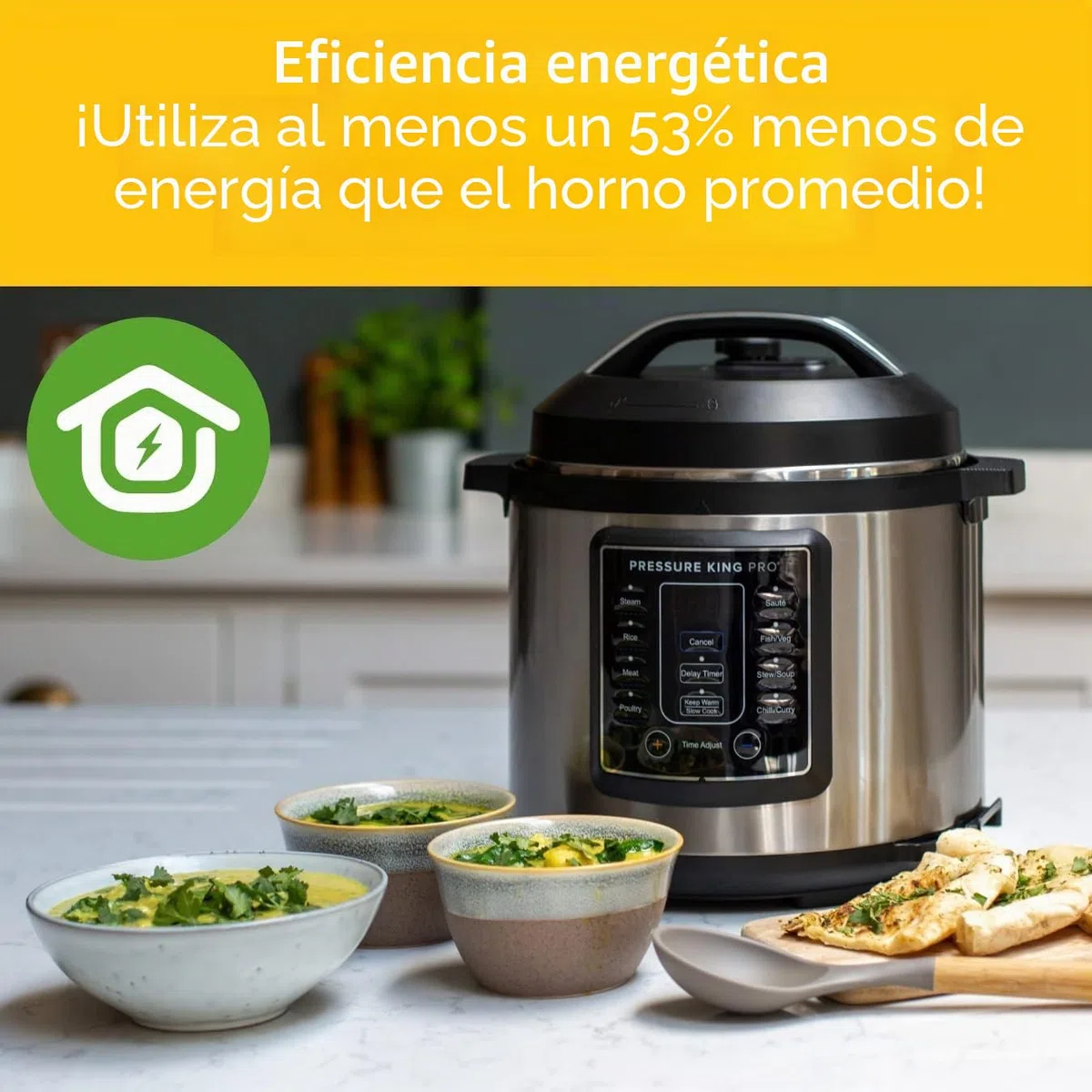 Pressure King Pro (4,8 L) - Olla a presión digital 14 en 1 de Drew&Cole - Incluye aplicación móvil Drew&Cole Recipe gratuita - Cocina de bajo consumo - Revestimiento antiadherente - Fácil de limpiar -