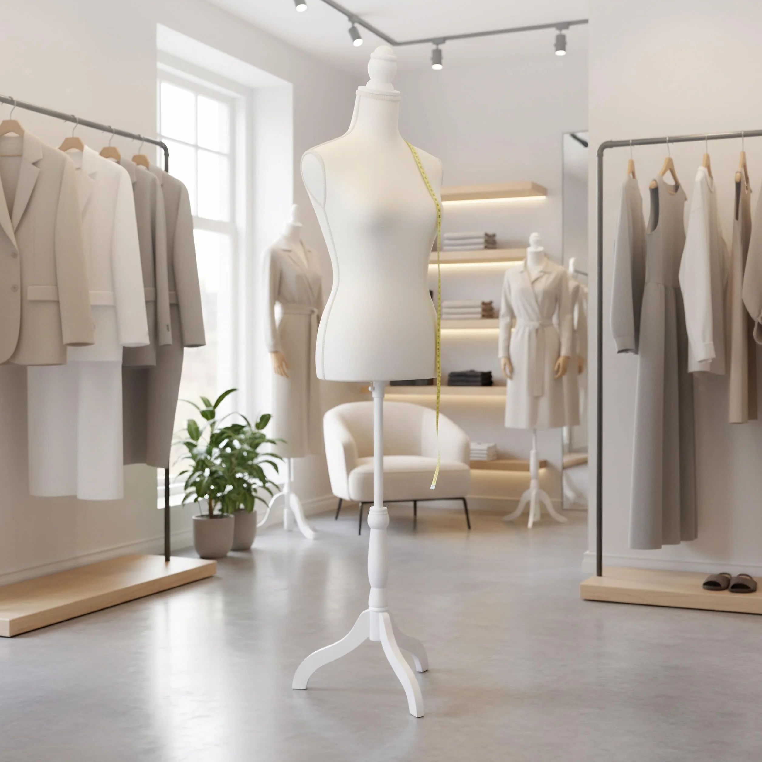 Maniquí Relaxdays, Mujer, Talla 36/38, Altura Regulable de 160 a 175 cm, con Soporte de Madera, Blanco