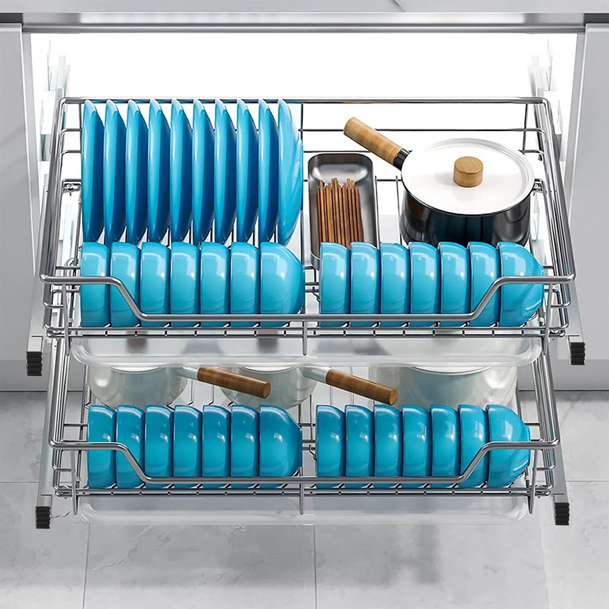 Froadp Cajón Telescópico de Cocina, Estante Extraíble, Armario de Dormitorio, Almacenamiento Completo (40 cm, 4 Piezas/Juego)