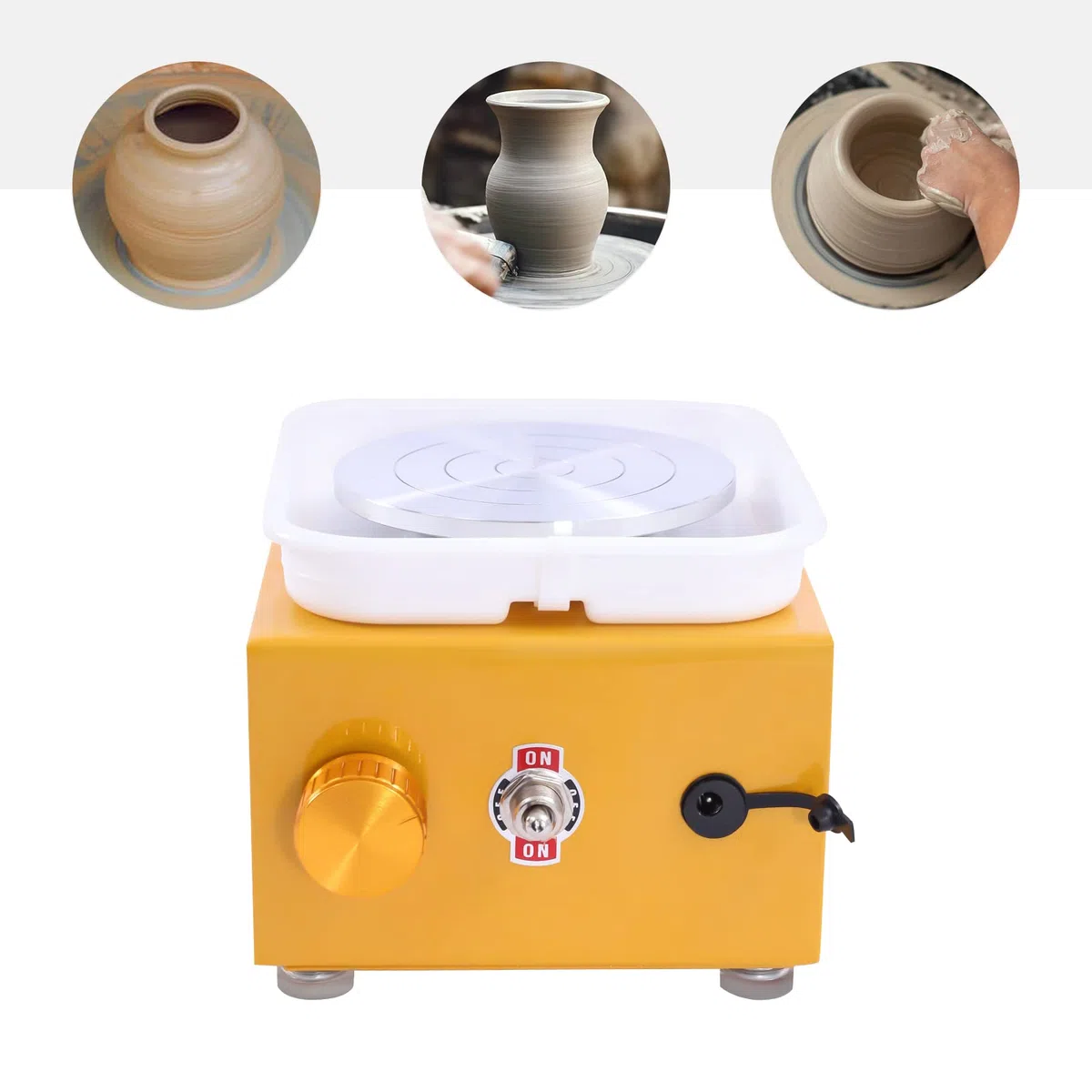 Mini Rueda de Cerámica 2000RPM Máquina de Rueda de Cerámica Eléctrica Torno Alfarero eléctrico con Placas de 10 cm para Tiendas de Bricolaje de Alfarería