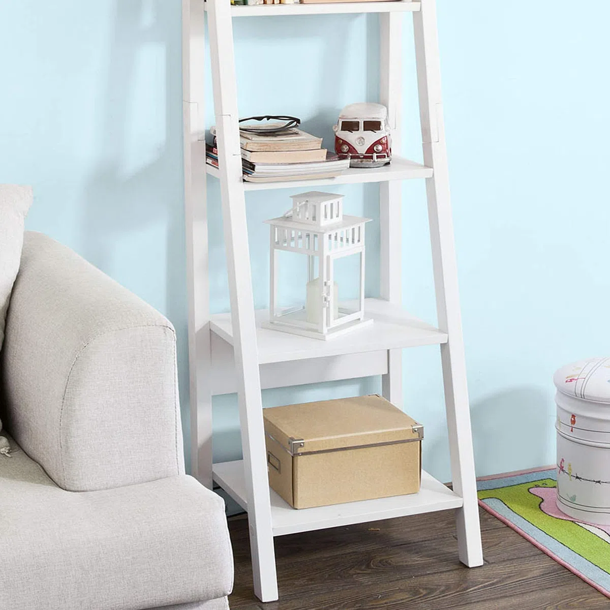 SoBuy Estantería Almacenaje de Madera Librerías para Libros de Pie con 5 Estantes Estanterias de Diseño 44 x 180 x 39 cm Blanco FRG101-W ES