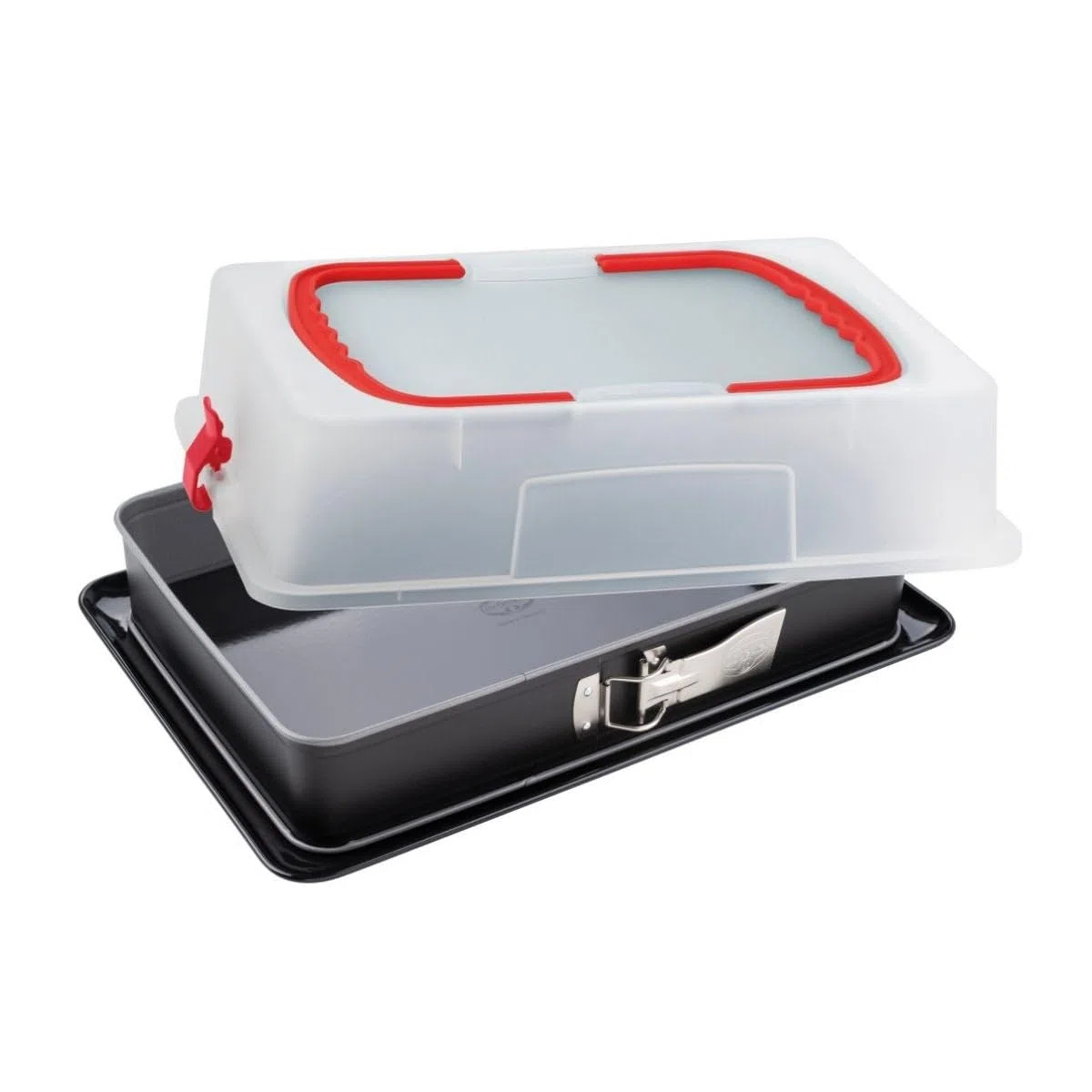 Dr. Oetker 1123 Molde para Horno Desmontable Rectangular con Base Esmaltada y Antiadherente con Tapa con Asas para Transportar Alimentos, 38 x 25 x 7 cm, 1 Unidad