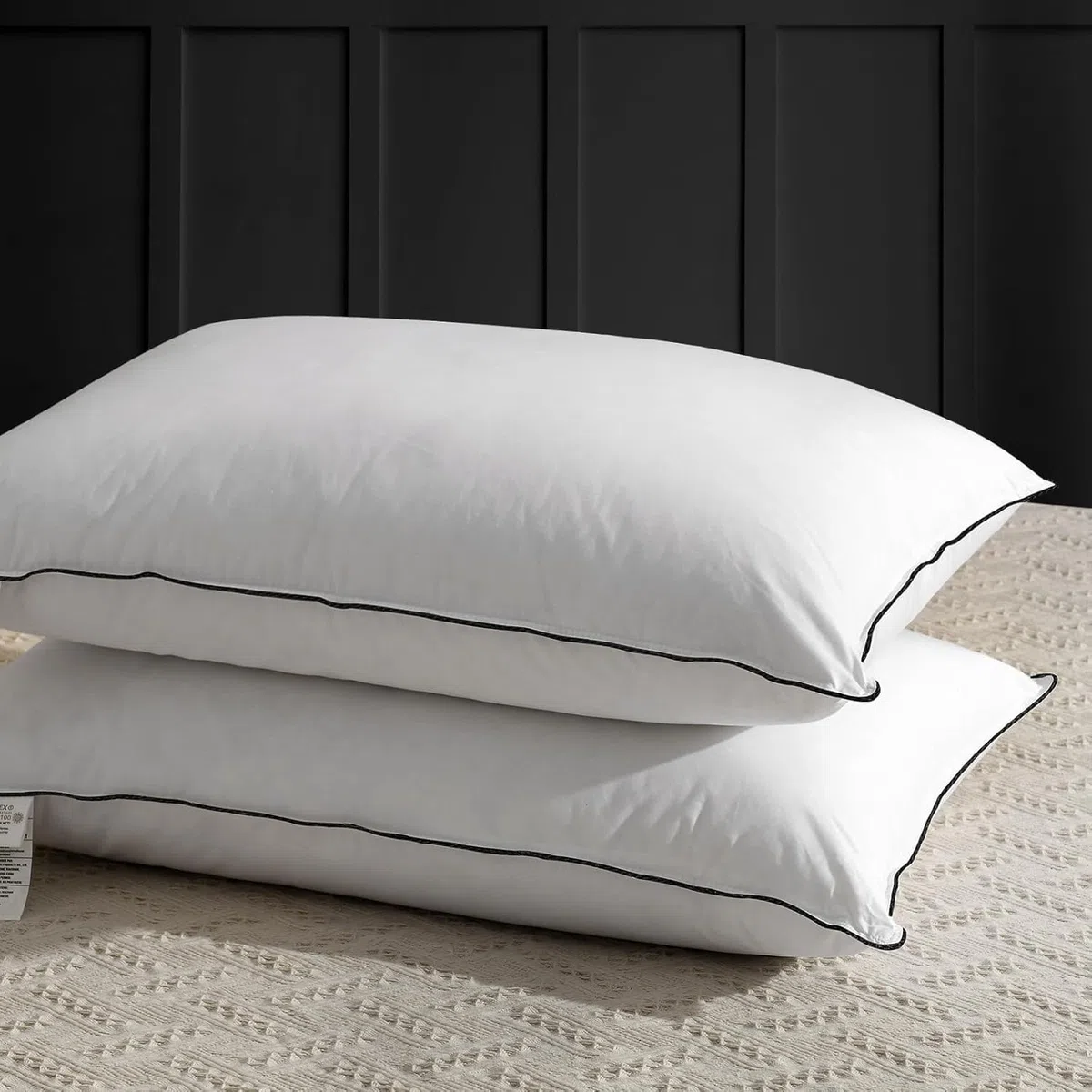 APSMILE Almohada de Pluma 50x75, Almohada de Lujo para Dormir de Pluma de Ganso, 100% algodón orgánico Funda, Almohada de Cama Envuelta en poliéster de la colección hotelera (Blanca, 2 Piezas)