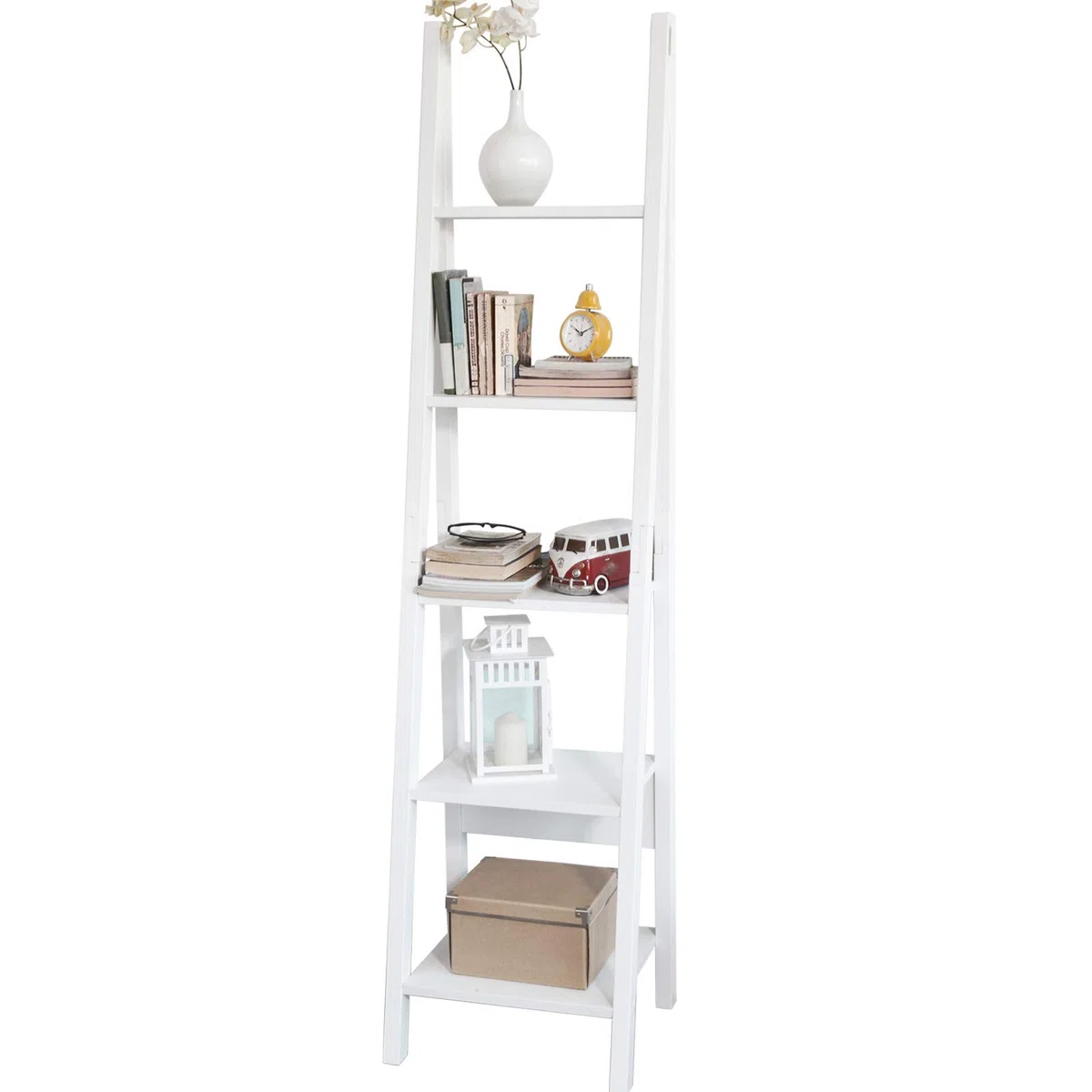 SoBuy Estantería Almacenaje de Madera Librerías para Libros de Pie con 5 Estantes Estanterias de Diseño 44 x 180 x 39 cm Blanco FRG101-W ES