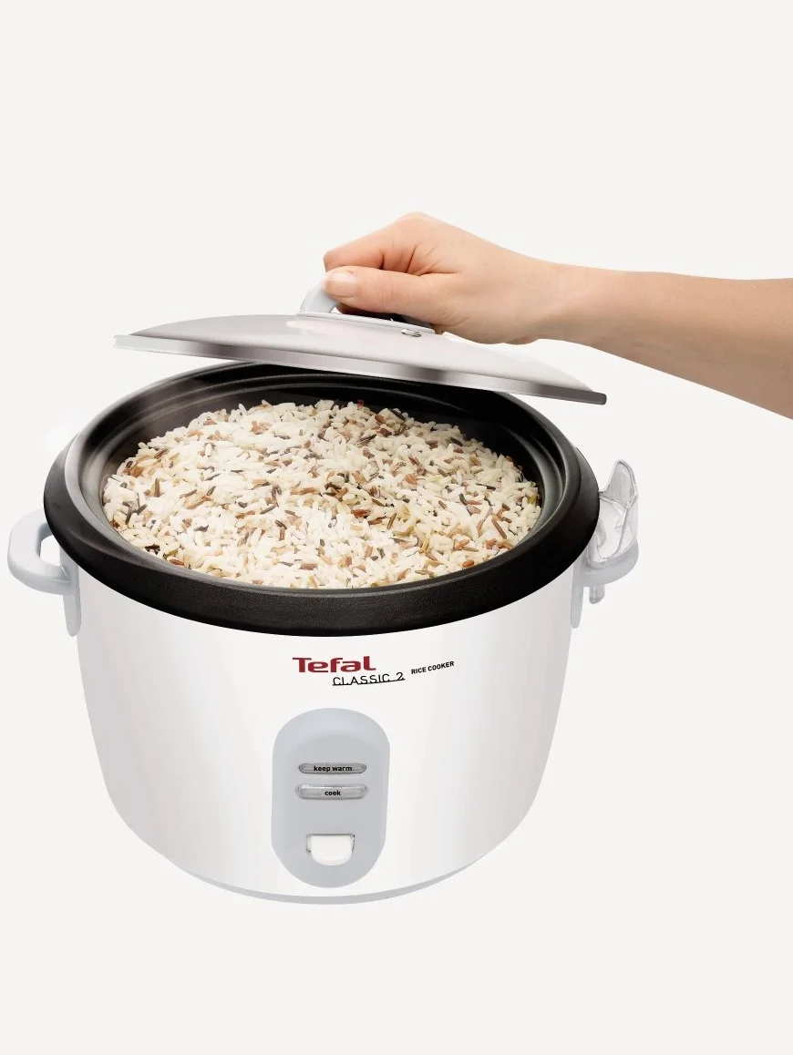 Tefal Classic 2 RK1011 Arrocera Con Accesorios De Cocción Al Vapor, 700 W, 1.8 Litros, Revestimiento Antiadherente/Vidrio, Blanco