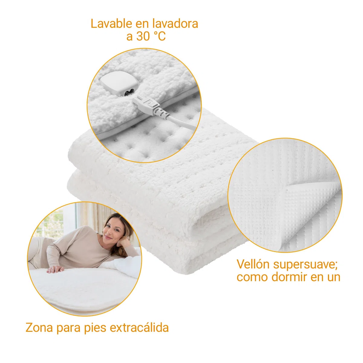 Medisana HU 672 Calefacción de manta súper esponjoso, 150 x 80 cm, apagado automático, protección contra el sobrecalentamiento, 4 ajustes de temperatura, lavable, para todos los colchones estándar
