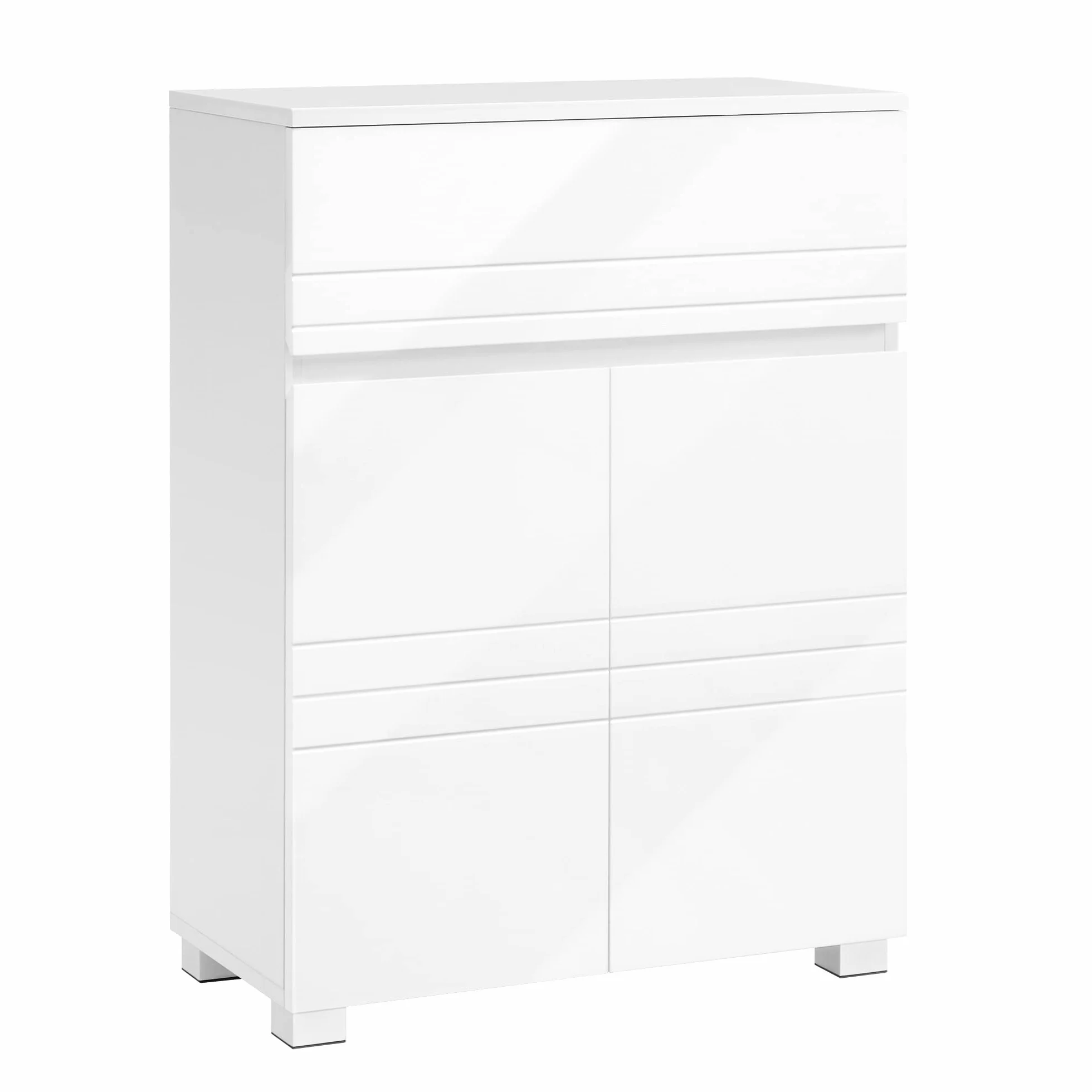 VASAGLE Armario de baño, Mueble de baño, con Doble Puerta, Estante Ajustable, para Pasillo, Entrada, 60 x 30 x 80 cm, Blanco BBK140W01