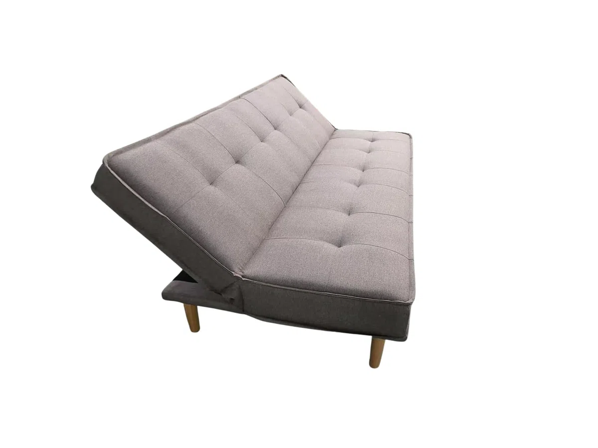 MUEBLIX.COM - Sofa Cama Alconaba 3 Plazas, Sillón Cama, Cama Sofa, con Mesa Abatible, Tapizado Poliéster Sintética, Estructura y Patas de Madera Maciza, Sofa de Diseño, Color Beige