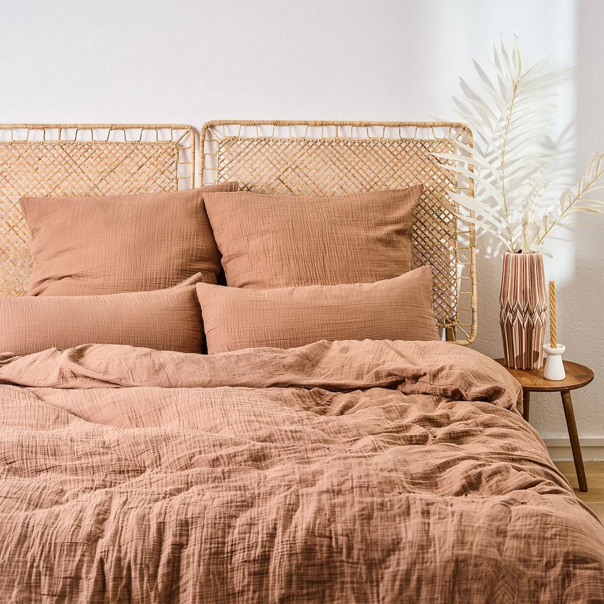 Blumtal Ropa de Cama Muselina 135x200 cm, Funda de Edredón y Almohada 80x80, Oeko-Tex Certificado Algodón Cobre