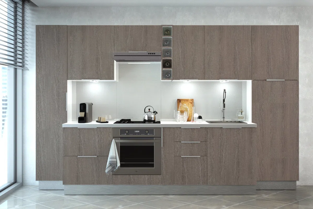 Berlioz Creations Caja Inferior de Cocina bajo Fregadero 80, Madera de ingeniería, Roble, Color, 80 x 52 x 83 cm