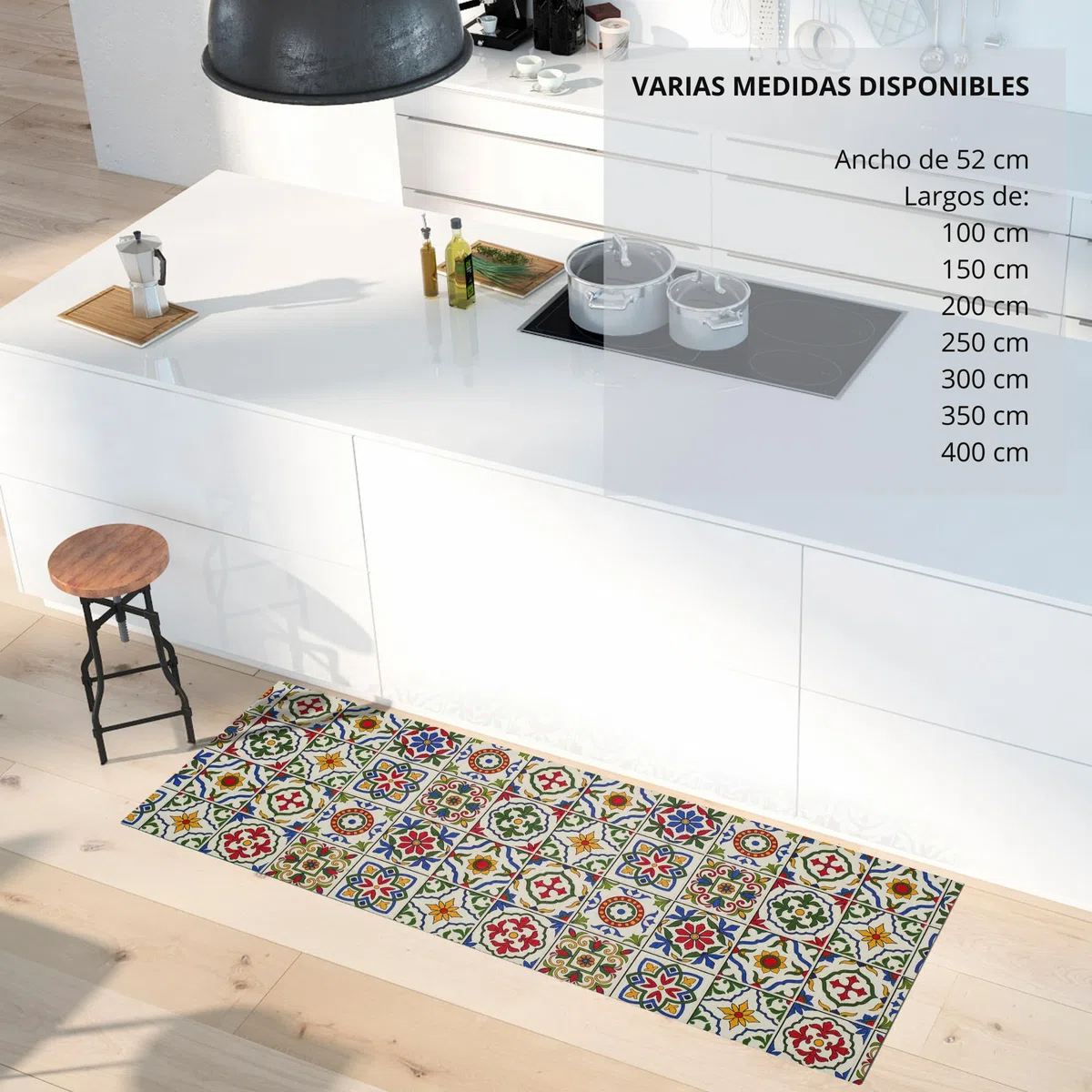 Alfombra Vinílica Pasillo AMALF | Alfombra PVC para Pasillo, Cocina o Salón Antideslizante | Varias Medidas Disponibles | Color: Terrazo/Multicolor (52 x 350 cm)
