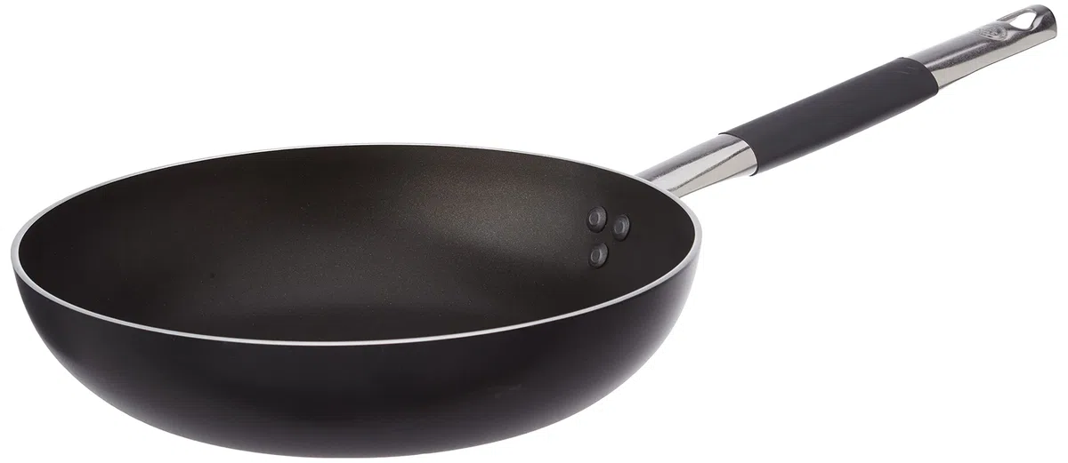 Ollas Agnelli Alblack avellanado Pan de Alta, de Aluminio, de Espesor 3 mm, 8 mm Fondo de inducción, con Mango Tubular de Acero Inoxidable Fresco, Negro, de 28 cm