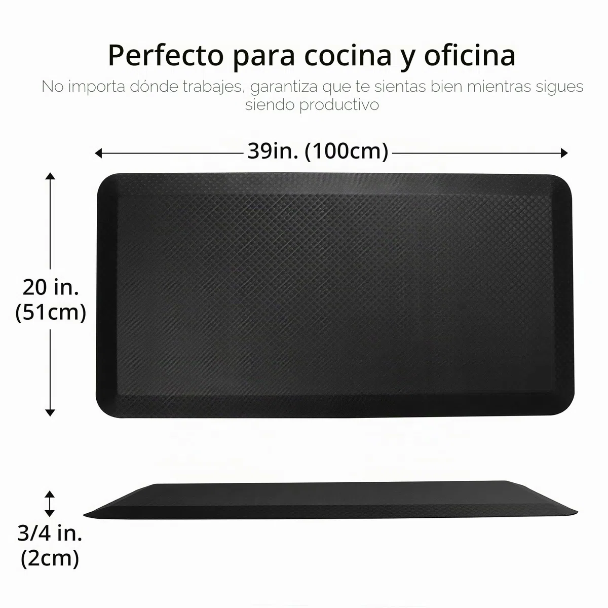 Flexispot Alfombra Antifatiga Ergonómica de Escritorio, de Goma, Reduce el Dolor de Pies, Rodillas y Músculos, Estera para Estar de pie Frente a un Escritorio o Mientras se está en la Cocina, Negro