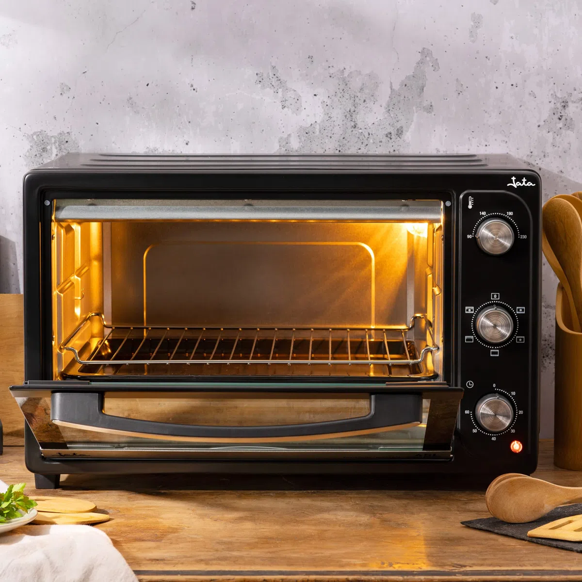 Jata HN936 Horno Eléctrico de Sobremesa, 1500 W, Capacidad 36 litros, Función Grill Rotisserie Convencción, Temporizador, Termostato Regulable, Incluye Parrilla, Medidas Externas 51 x 40,5 x 33 cm