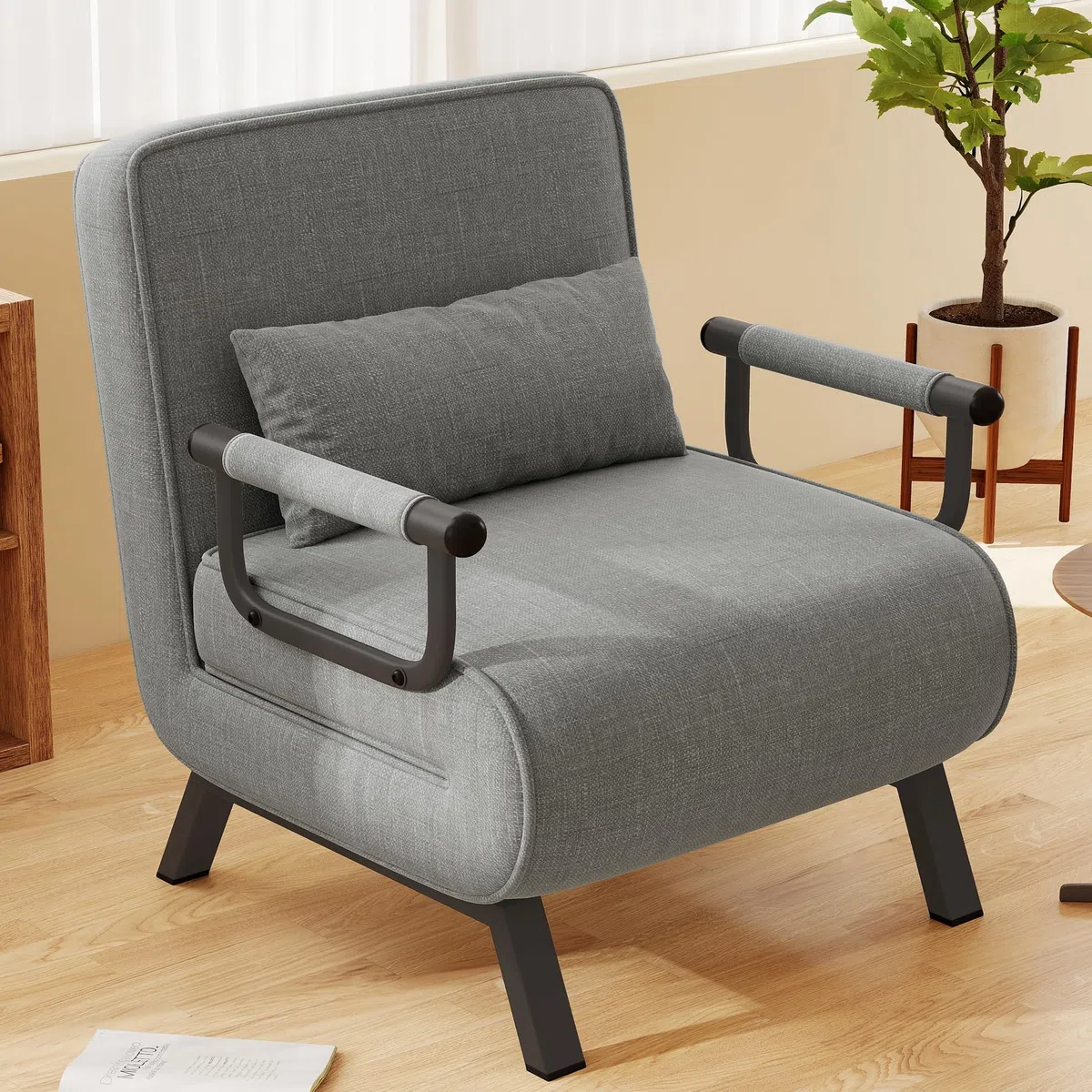 Hawthyhome Sillón Cama 4 en 1, sofá Cama, Cama para Invitados Que Ahorra Espacio, sillón Relax con Respaldo Ajustable, Capacidad de Carga de 150 kg, Gris Oscuro