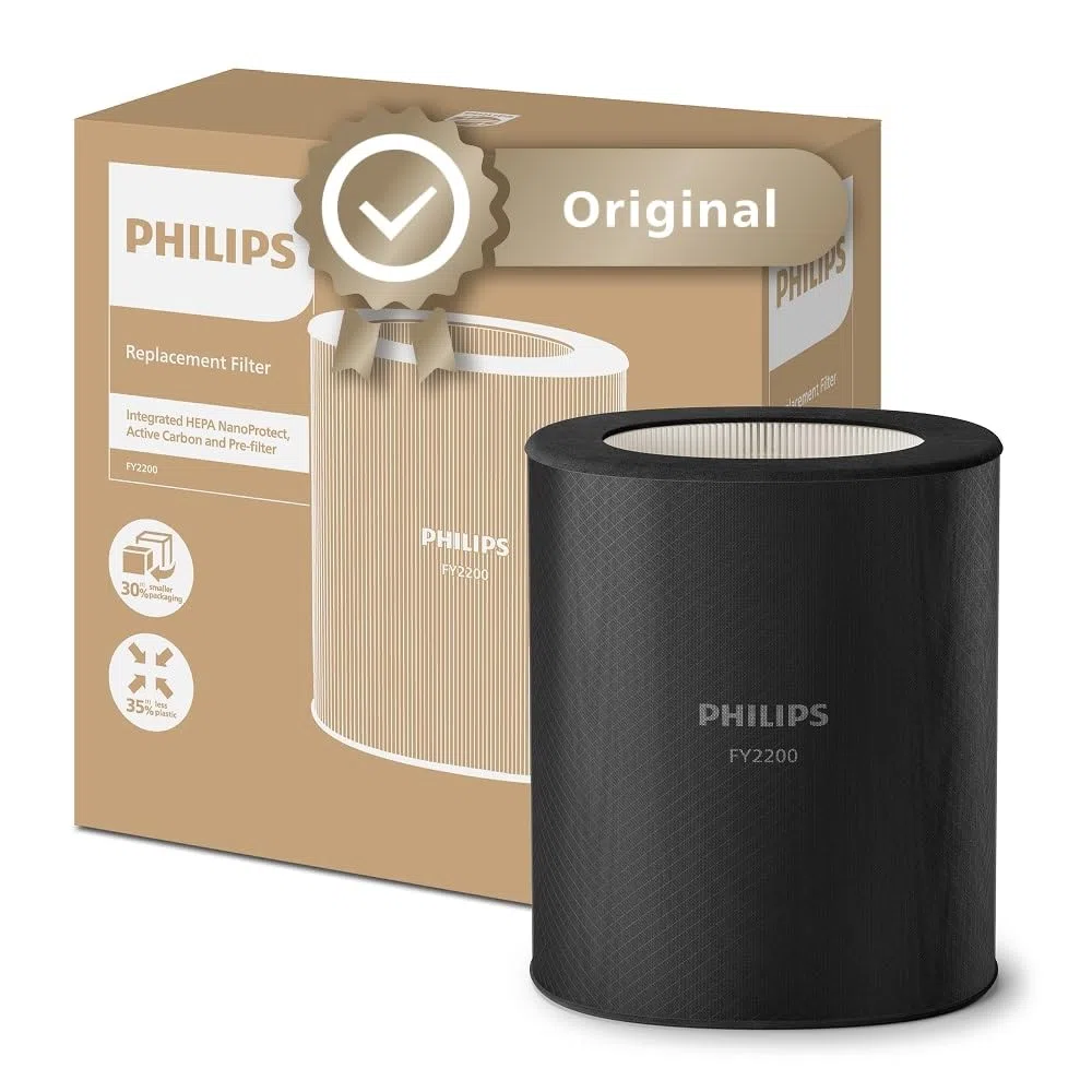 Filtro de repuesto original Philips para purificadores de aire Serie 2200 AC2210, AC2220 y AC2221, HEPA NanoProtect + Carbono activo, 36 meses de vida útil, Negro/Blanco (FY2200/30)