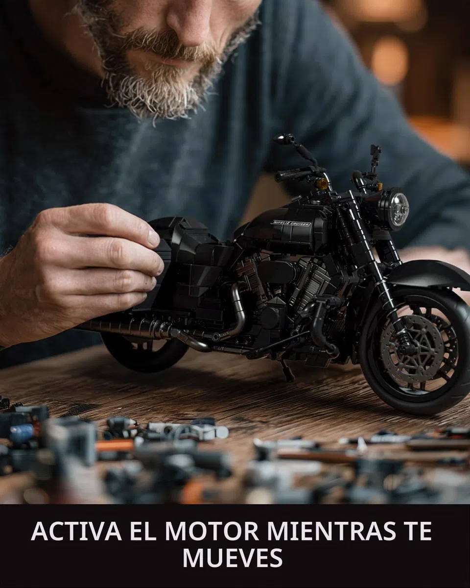 Nifeliz Kit de Construcción de Moto Cruiser para Adultos, Maqueta de Motocicleta con Detalles Realistas, Regalo Coleccionable para Amantes de las Motos (1.339 Piezas, NF10356)