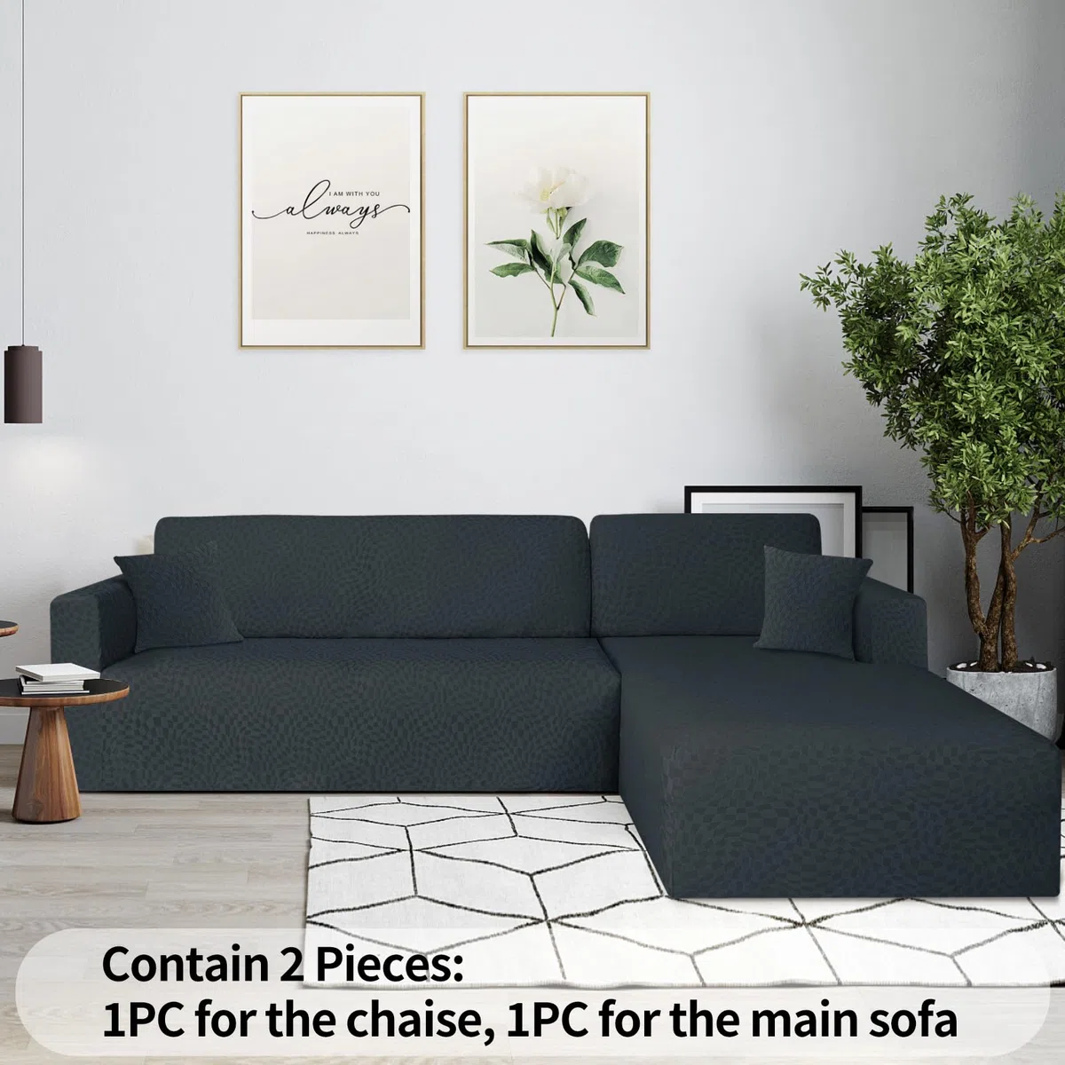 Ystyle Funda Sofa Chaise Longue Ajustables, Cubre Sofa Chaise Longue Izquierdo Derecho, 2 Piezas Protector Sofa Elasticas ChaiseLongue, Funda Sofa L (1 Plaza+2 Plazas, Gris Oscuro)