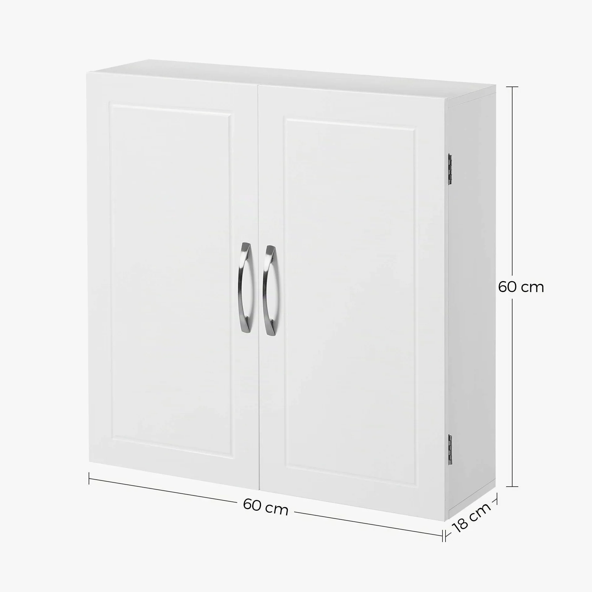 VASAGLE Armario de Pared para Cuarto de baño, Armario de Pared para Cuarto de baño, 18 x 60 x 60 cm, Armario de Farmacia con estantes Ajustables, Blanco Nube BBC320W01