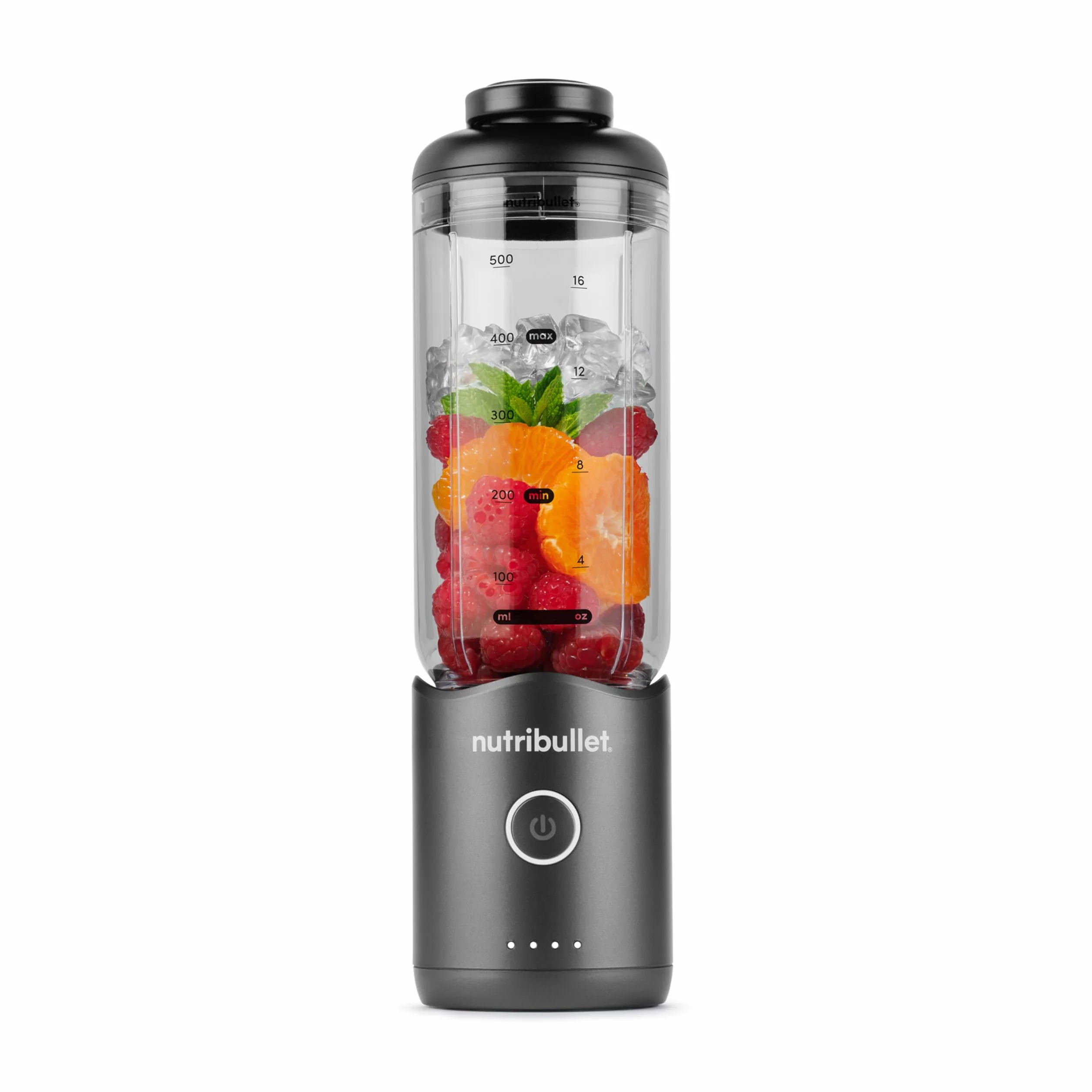 nutribullet Flex 590ml - Batidora Portátil para Smoothies con Tapa con Boquilla y Asa, Picadora, Tritura Hielo y Frutas Congeladas, USB-C, Vaso sin BPA, Fácil de Limpiar, Gris Grafito (NBP013GM)