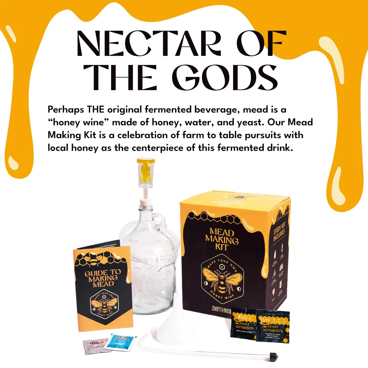 Craft A Brew Kit para hacer hidromiel Reutilizable Haga su propio kit de hidromiel Rinde 1 galón de hidromiel