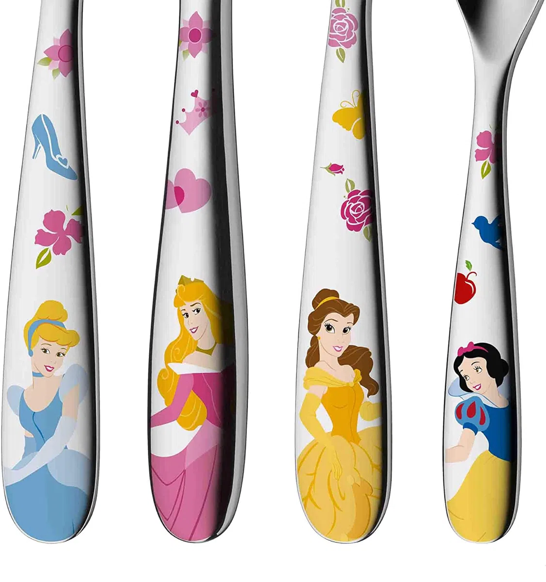 Regalo Grabado - Cubiertos Infantiles WMF Princesa Disney Personalizados | Grabados con Nombre y Fecha | Acero Inoxidable 18/10, para Aprender a Comer solito, Bautizo, Cumpleaños