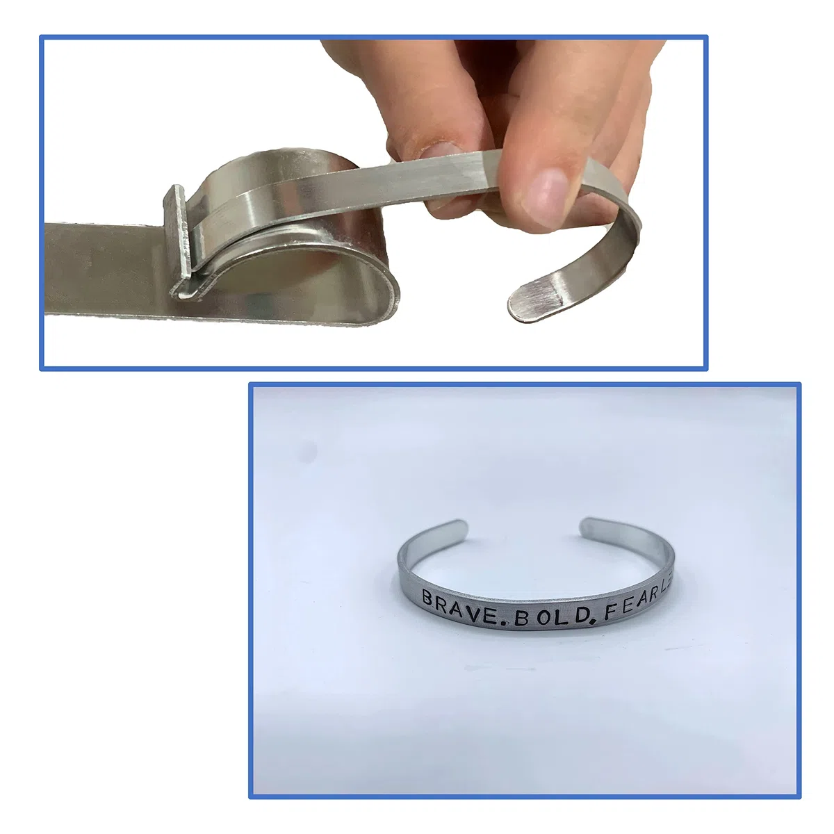 Zoom Precision Kit de estampación de Metal para Pulsera-Brazalete de Aluminio y Cobre en Blanco con Barra de flexión de Pulsera para Kit de Estampado de joyería-Estampado de Metal en blanco-19 Piezas